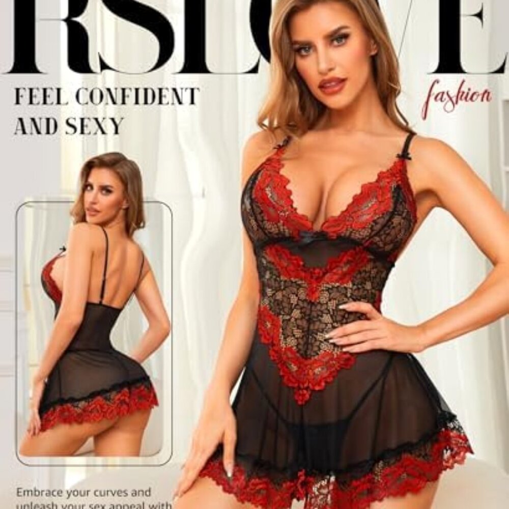 New RSLOVE Gothic Red Babydoll Lingerie Set
